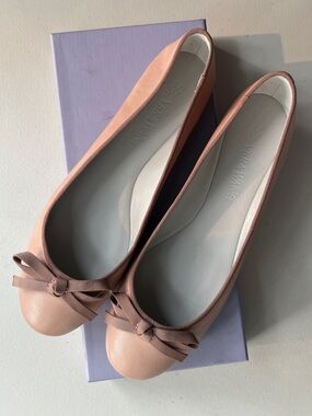 Vera Wang Laetitia Pink with mocha trim ballet Flats with Bow Trim NWT
